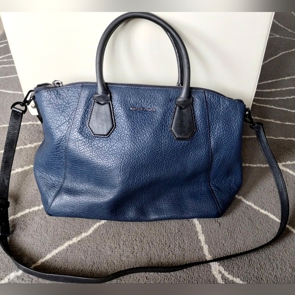 Michael Kors Pebbled Leather Two Tone Satchel Convertible Crossbody Bag - Picture 2 of 16